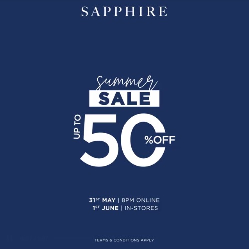 Sapphire Summer Sale Alert! Upto 50% off, starting 31st May – 8 PM Online  and 1st June in-stores | WhatsOnSale